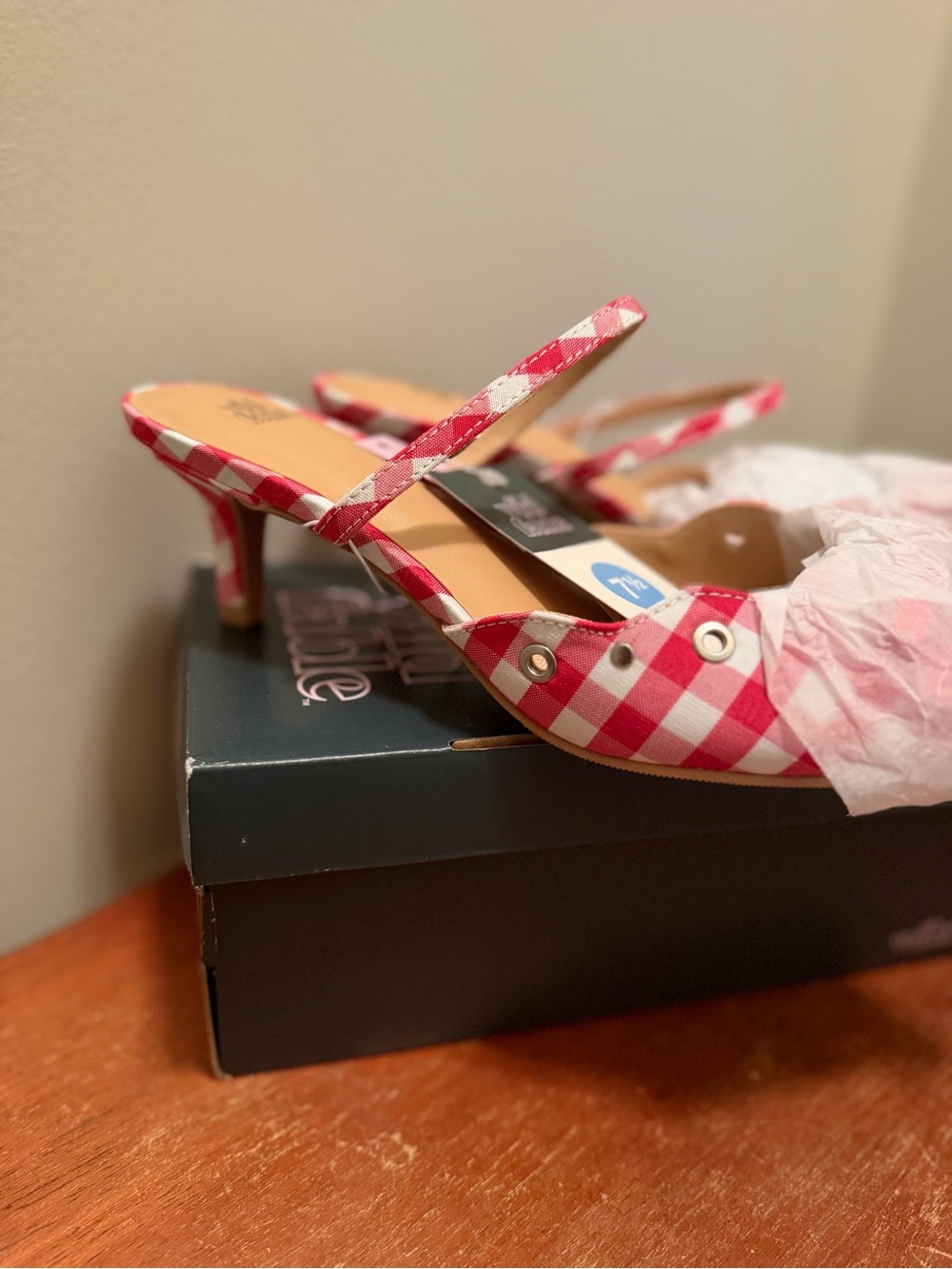 NWT Wild Fable Red Gingham Slingback Kitten Heels - Picture 6 of 10